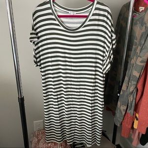 Green and White T Shirt Dress